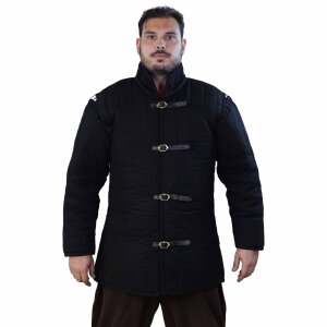 Gambeson medievale imbottito (tipo 1) con maniche annesse nero