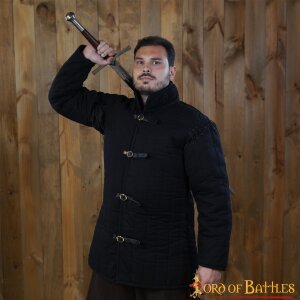 Gambeson medievale imbottito (tipo 1) con maniche annesse nero