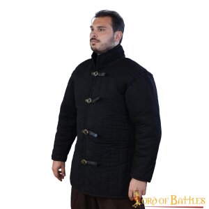 Gambeson medievale imbottito (tipo 1) con maniche annesse nero