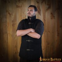 Gambeson medievale imbottito (tipo 1) con maniche annesse nero