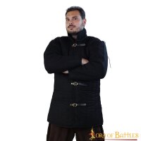 Gambeson medievale imbottito (tipo 1) con maniche annesse nero