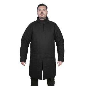 Gambeson medievale imbottito del XIII secolo (tipo 8) con colletto nero abbottonato