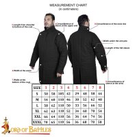 Gambeson medievale imbottito del XIII secolo (tipo 8) con colletto nero abbottonato