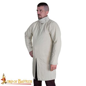 Gambeson imbottito medievale del XIII secolo (tipo 8) con colletto abbottonato Natura