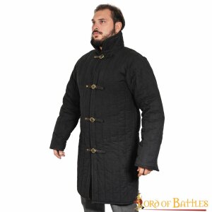 Gambeson medievale in cotone imbottito con fibbie (tipo 10) Nero