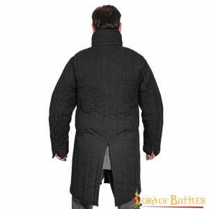 Gambeson medievale in cotone imbottito con fibbie (tipo 10) Nero