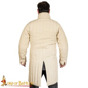 Gambeson medievale in cotone imbottito con fibbie (tipo 10) natura