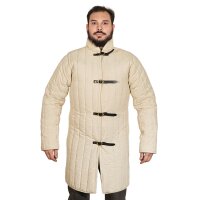 Gambeson medievale in cotone imbottito con fibbie (tipo 10) natura