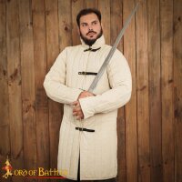 Gambeson medievale in cotone imbottito con fibbie (tipo 10) natura