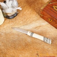 Coltello pieghevole vichingo in acciaio inossidabile con manico in osso