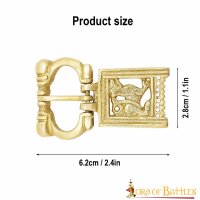 Fibbia da cintura medievale a forma di lupo in ottone massiccio