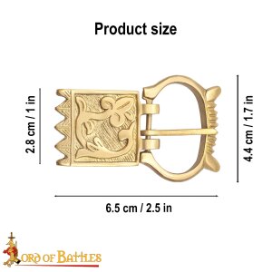 Fibbia da cintura floreale tardo medievale in ottone