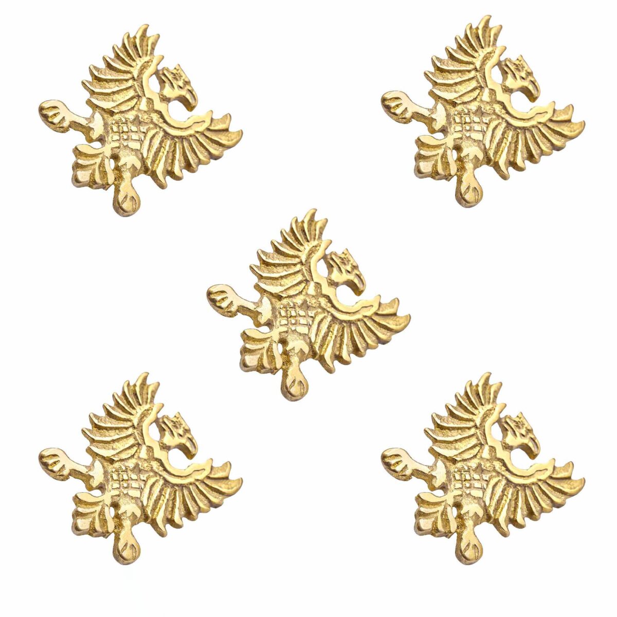 Aquila araldica ornamentale in ottone, set di 5 accessori