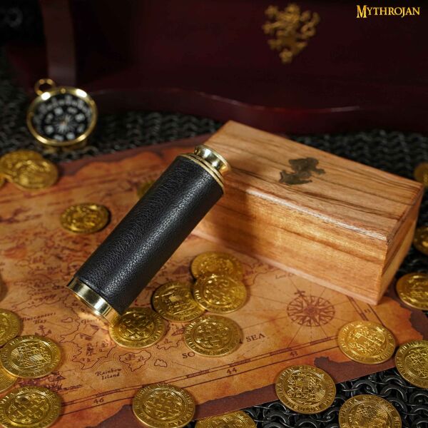 Telescopio pirata in ottone con scatola in pelle, regalo Telescopio pirata in ottone con scatola in pelle, regalo