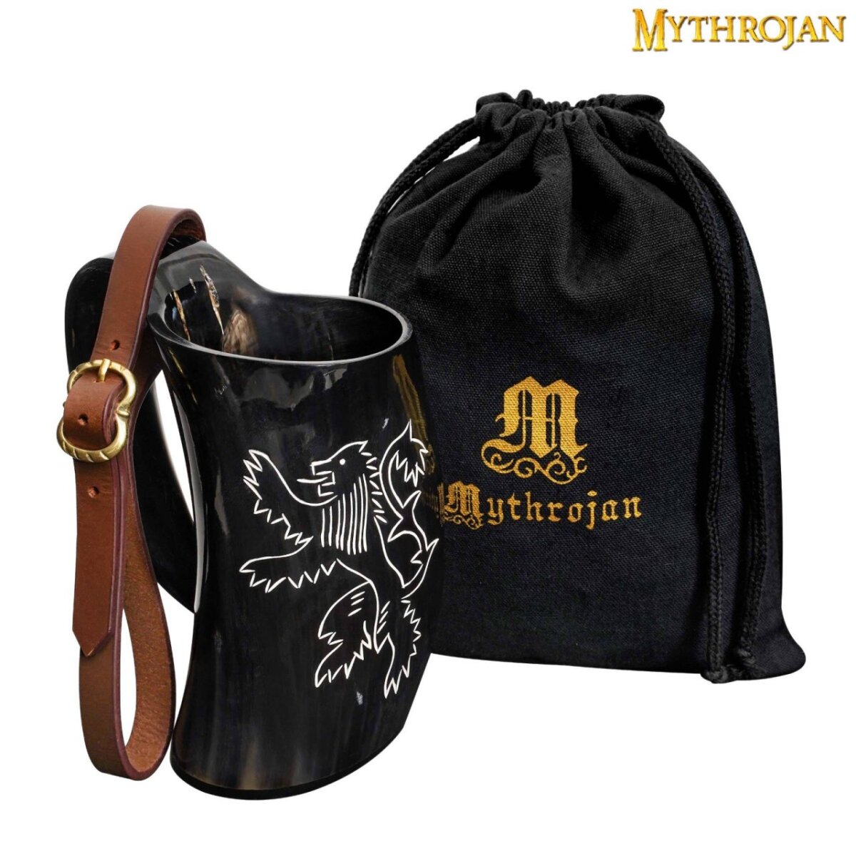 Viking Drinking Tankard With Medieval Buckle Leather...