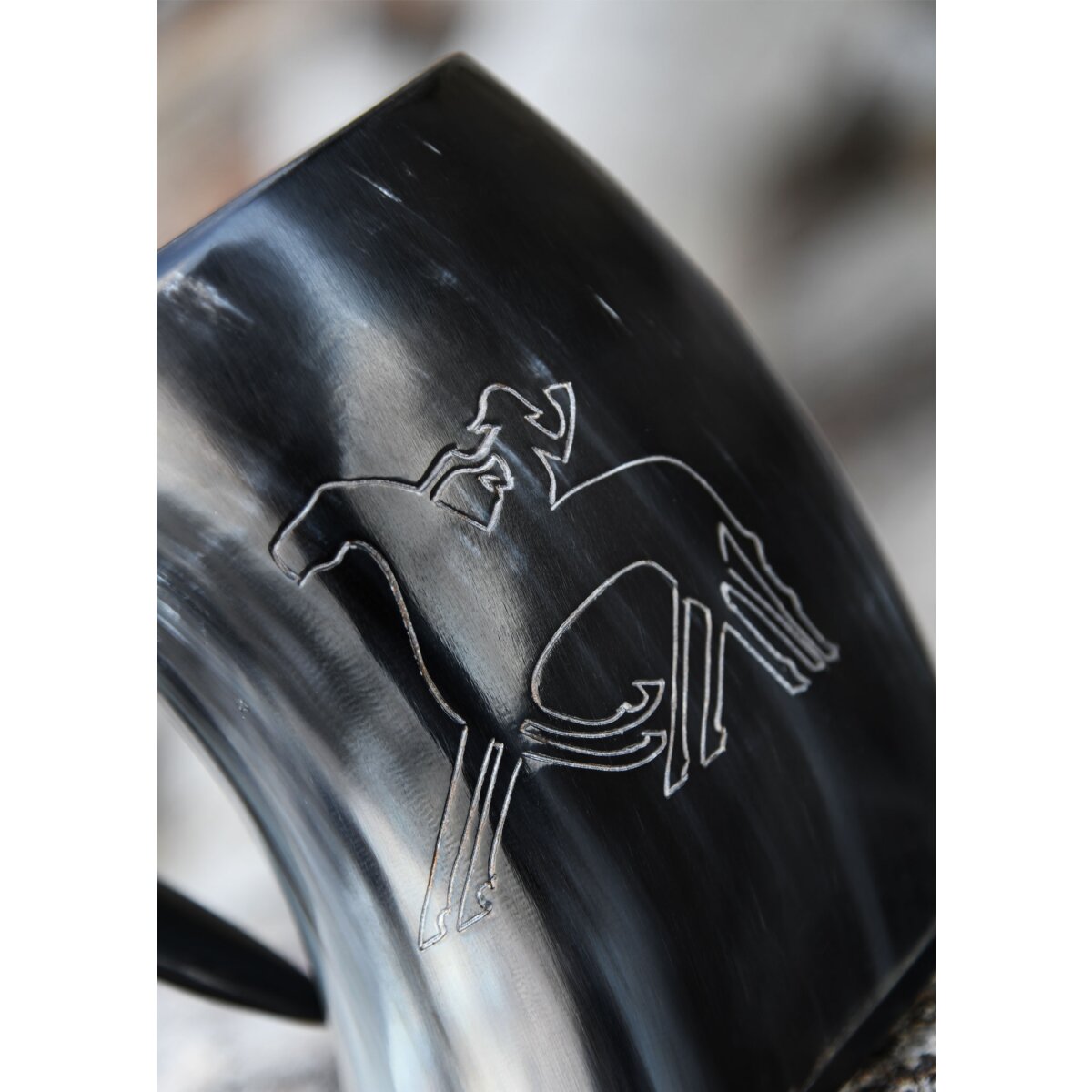 Beer mug made of horn - "Odin rides Sleipnir"