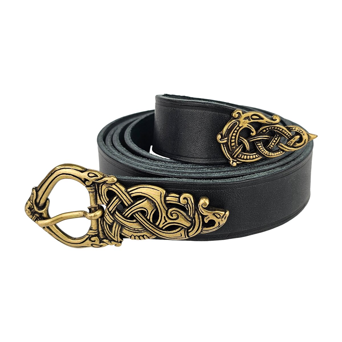 Viking belt Borresstil with brass end fittings - 3 cm black