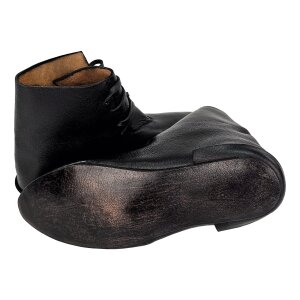 Scarpe medievali reversibili allacciate in pelle di vacchetta nera