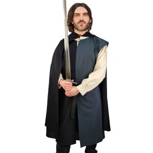 Tabarro medievale blu / nero "Enzio"
