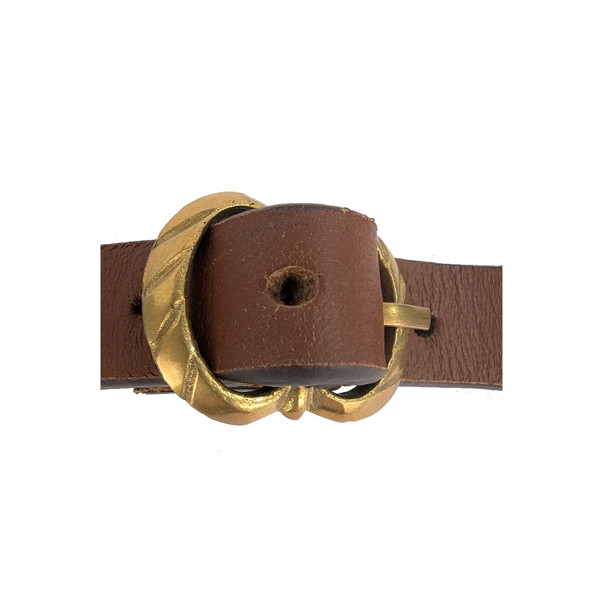 Marrone chiaro tracolla in pelle con fibbia in ottone massic