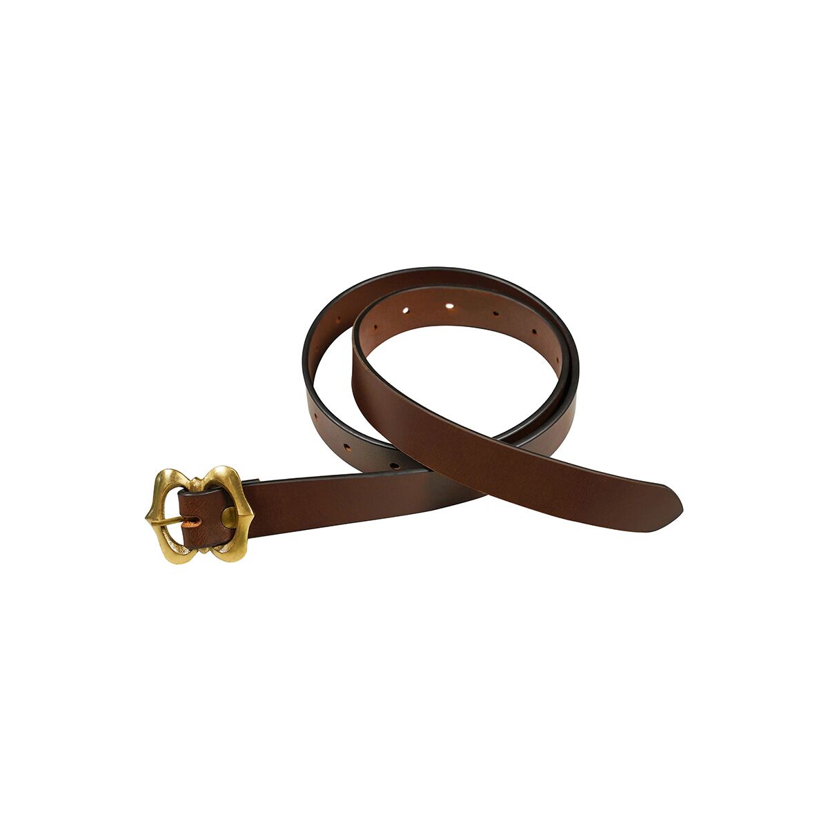 Cintura medievale in pelle con fibbia in ottone marrone