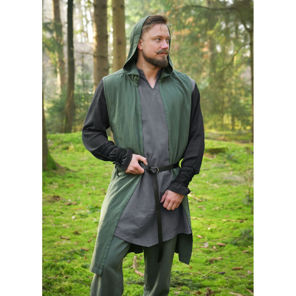 Gilet medievale verde oliva senza cappuc box