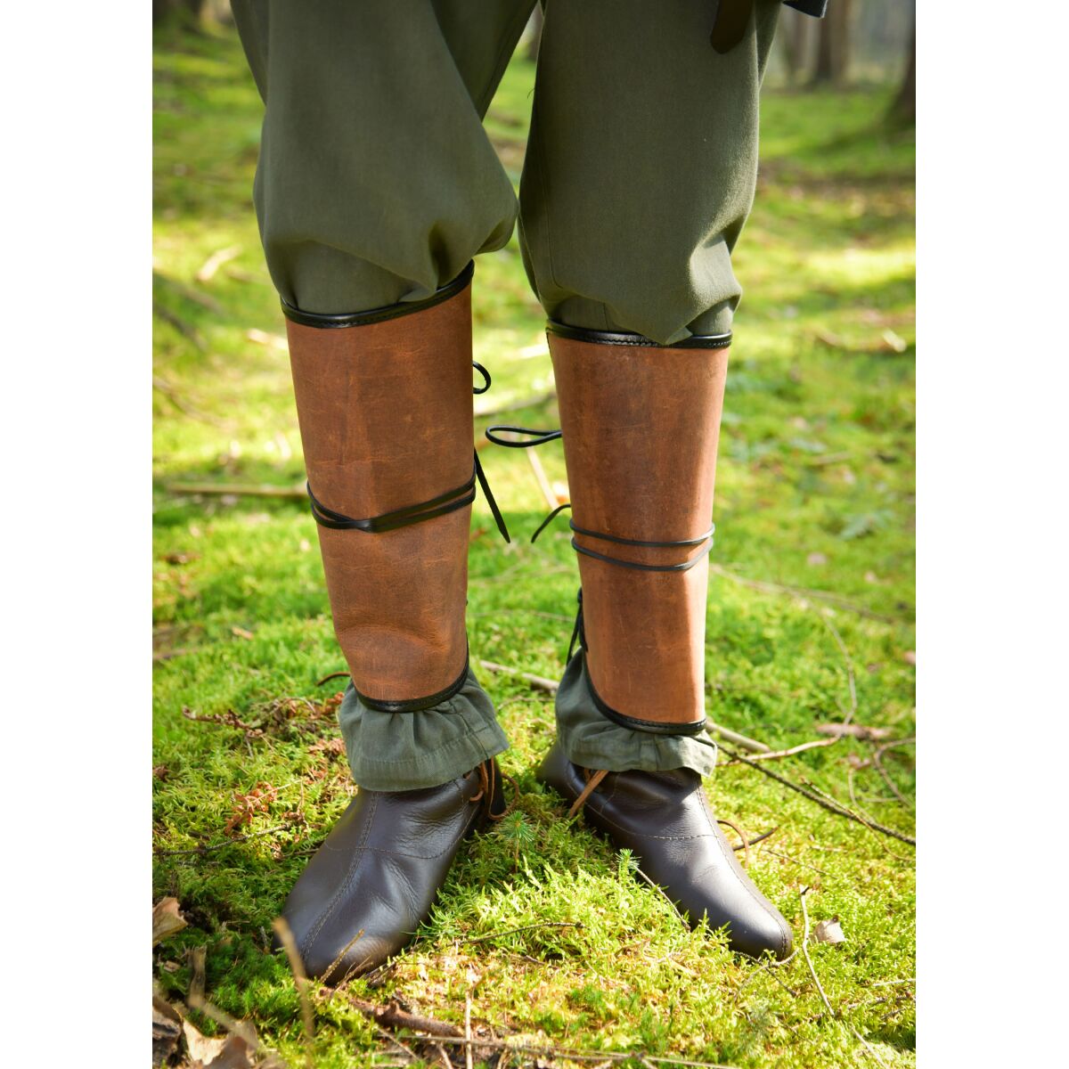 Protezione per le gambe in pelle marrone box