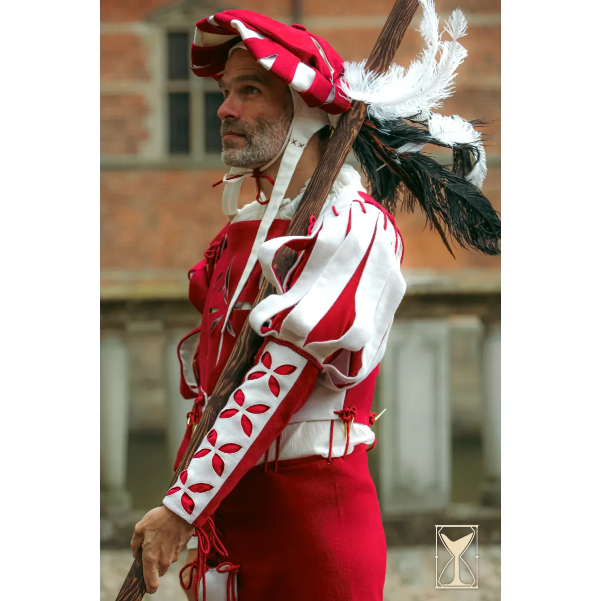 Landsknecht manica floreale bianco/rosso box