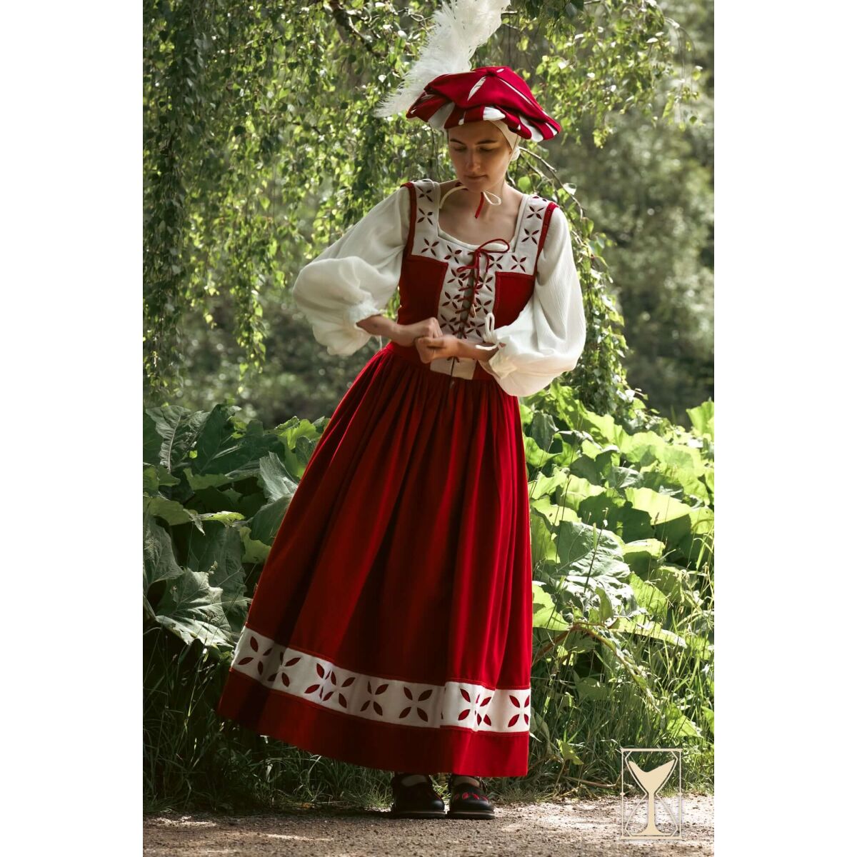Abito da donna da battaglia bianco/rosso box