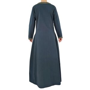 Abito medievale a maniche lunghe blu, con passamaneria “Sigyn” XXL, articolo di seconda scelta