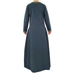 Abito medievale a maniche lunghe blu, con passamaneria “Sigyn” XXL, articolo di seconda scelta