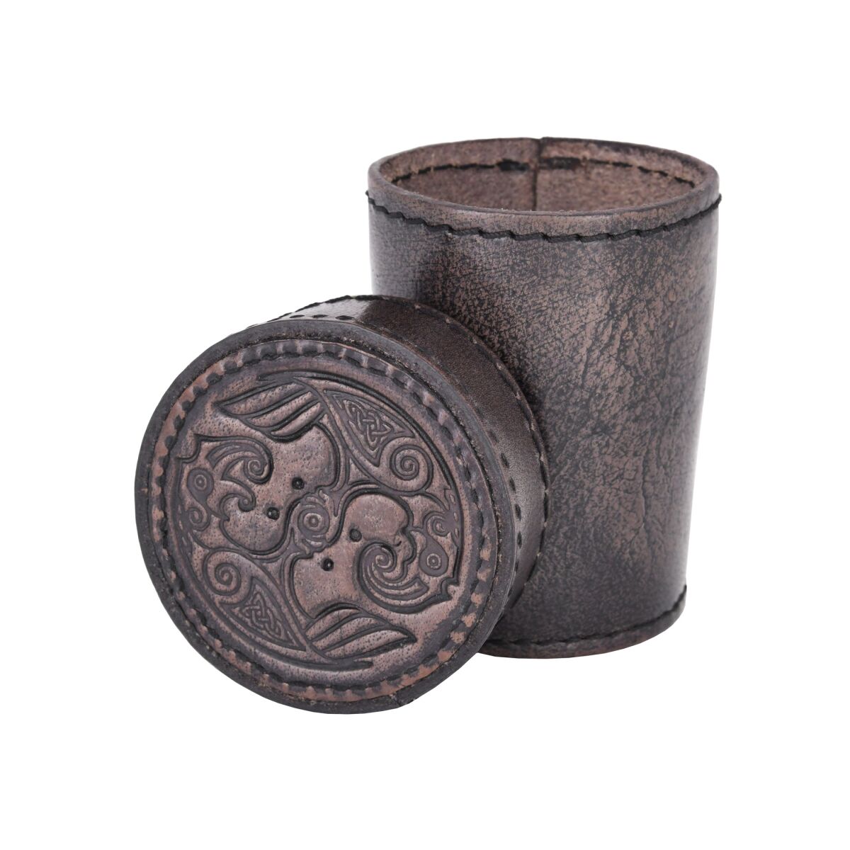 Bicchiere a forma di cubo in pelle con c box