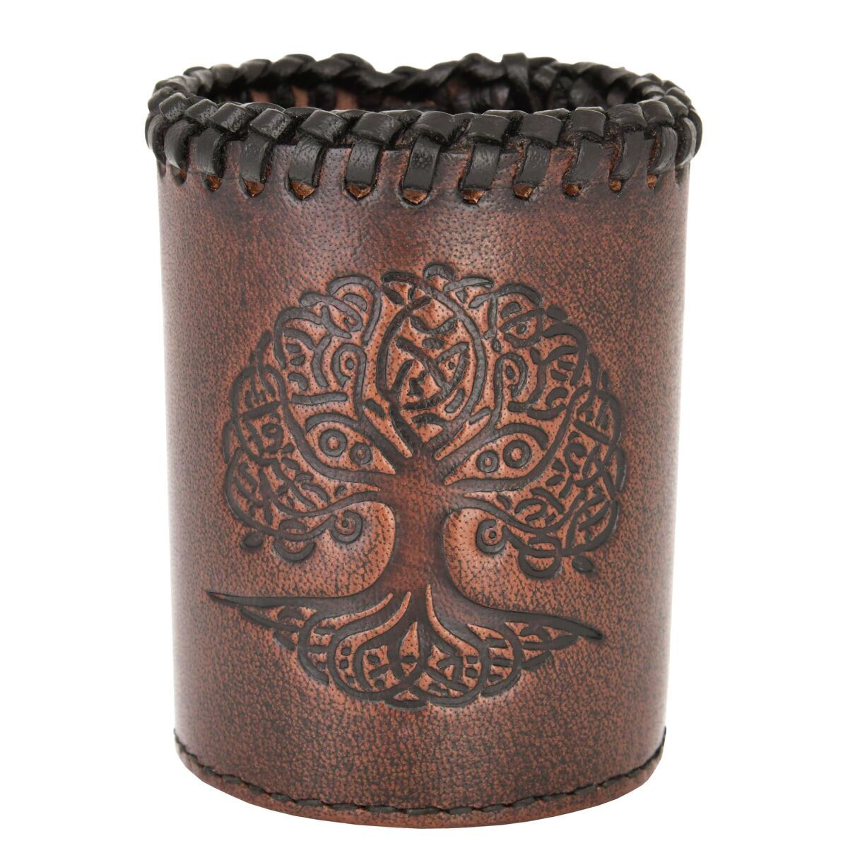 Bicchiere a forma di cubo in pelle con m box