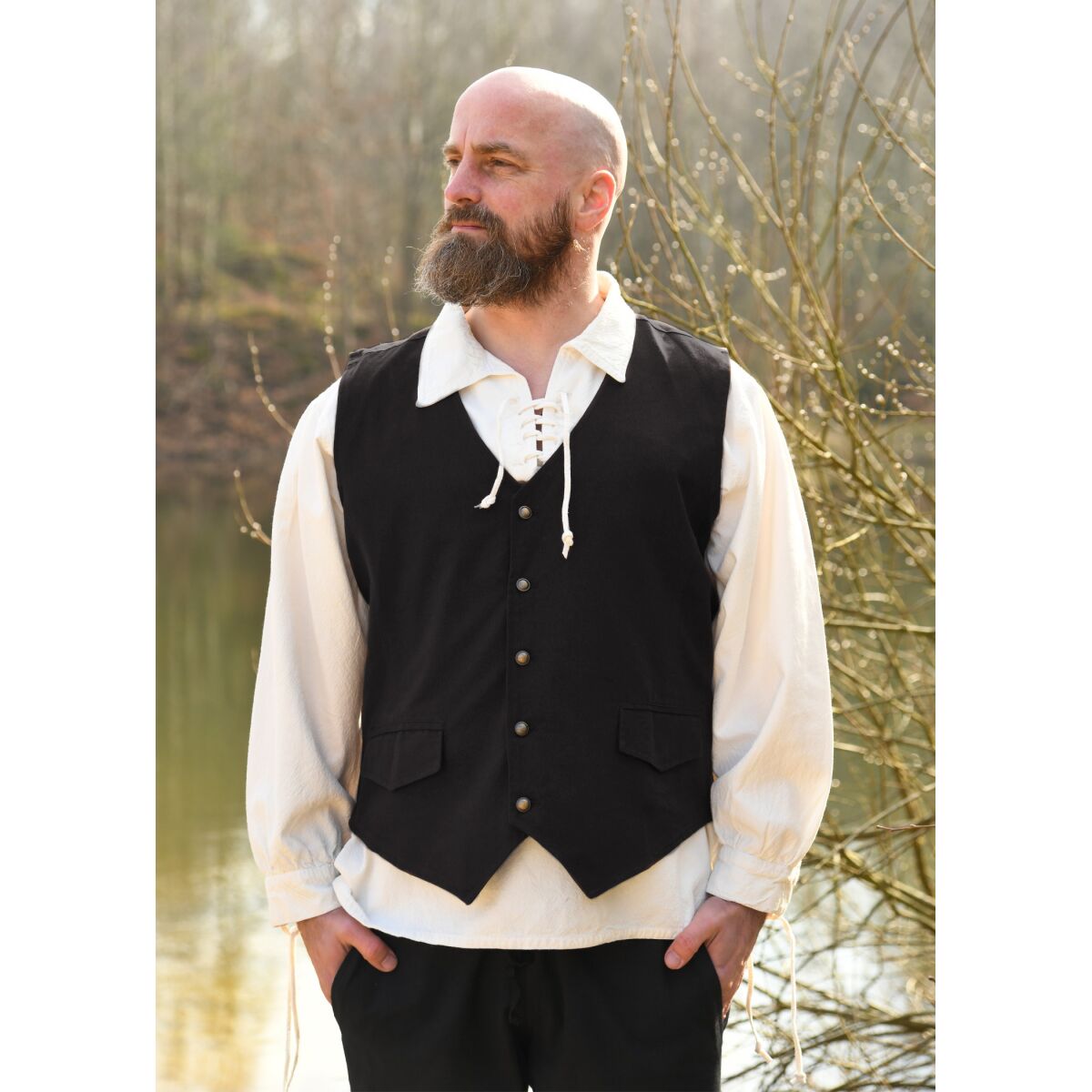 Gilet medievale, nero, cotone box
