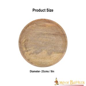 Piatto medievale in legno massiccio, diametro di circa 23 cm, articolo di seconda scelta