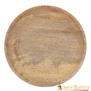 Piatto medievale in legno massiccio, diametro di circa 23 cm, articolo di seconda scelta