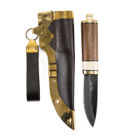 Coltello vichingo Gotland con fodero in pelle con borchie in ottone