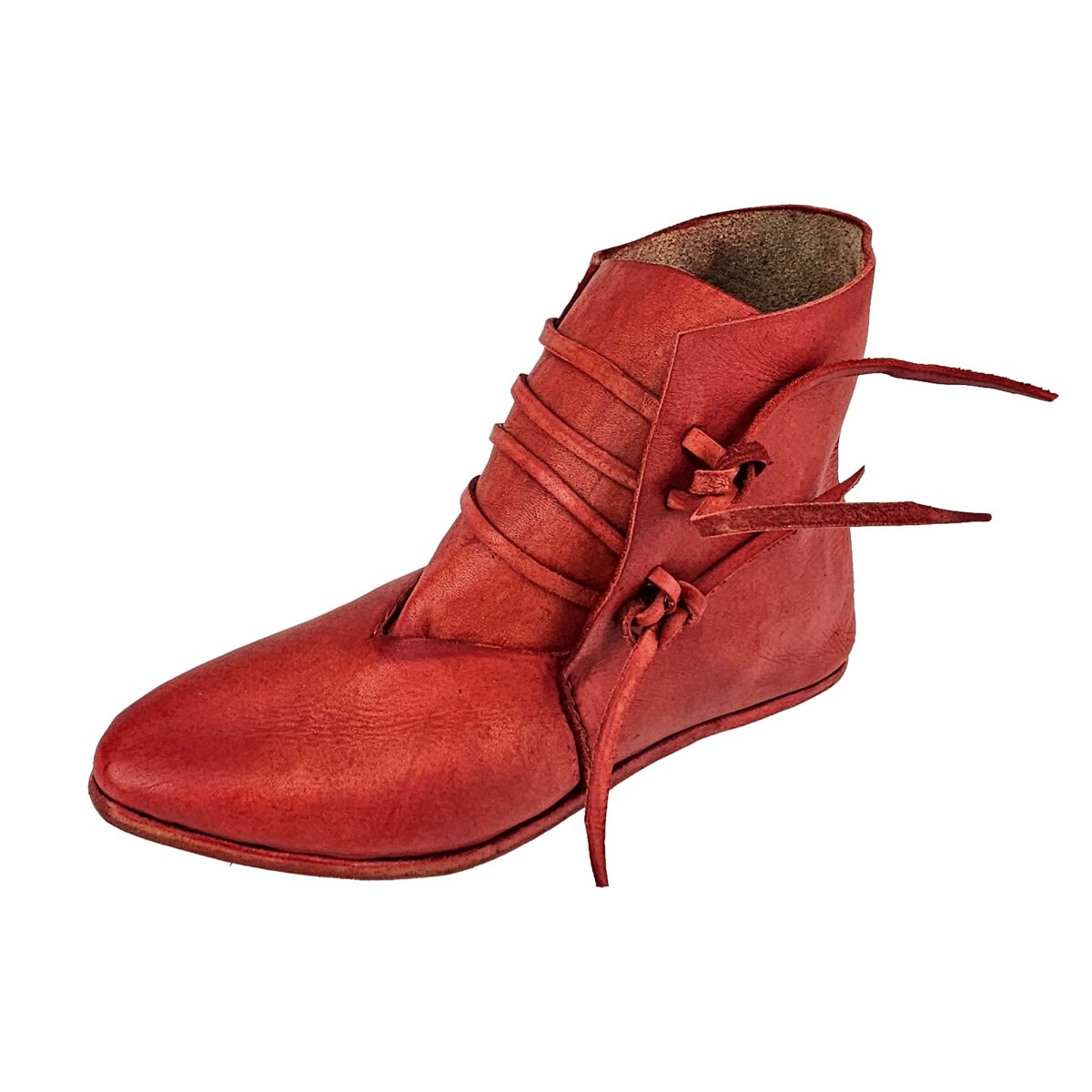 Late medieval half-boots laced Korduan red