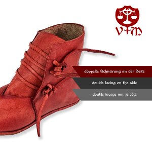 Scarpe medievali tipo London suola singola inchiodata a coste rosso