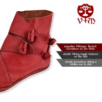 Scarpe vichinghe tipo Jorvik con doppia suola inchiodata Korduan rosso