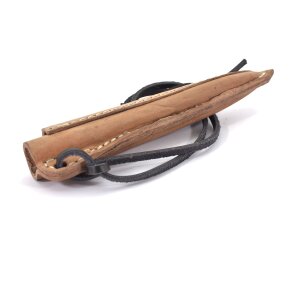 Fodero doppio in pelle per coltello e punteruolo 15 cm marrone naturale