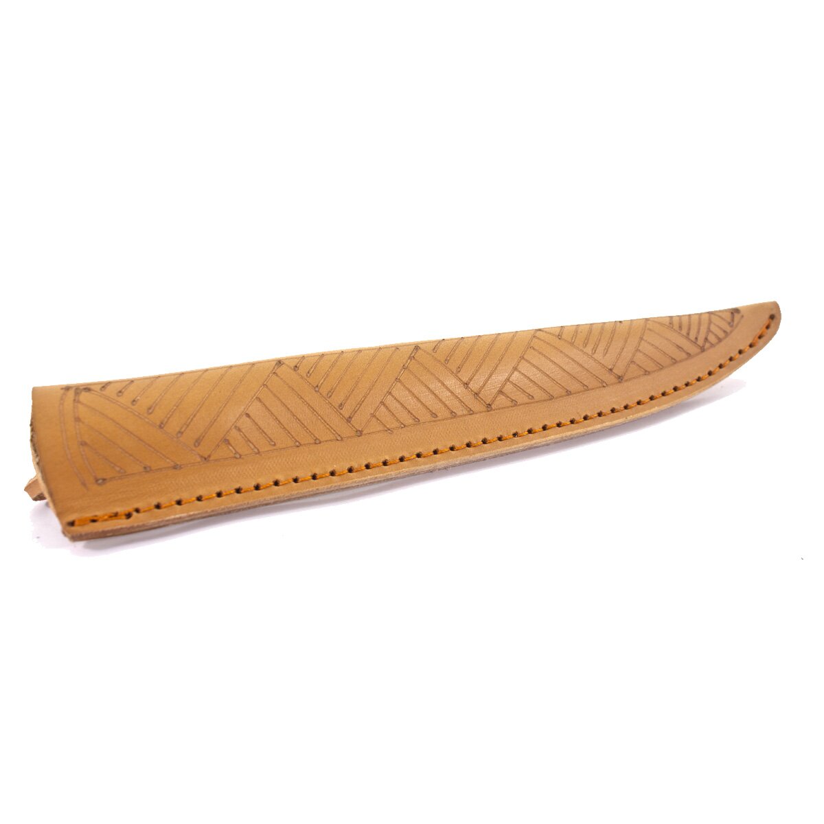 Leather scabbard for knive light brown decorated 23cm