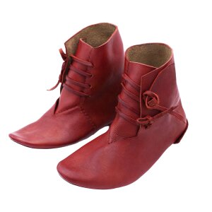 Scarpe medievali reversibili allacciate in vacchetta rossa