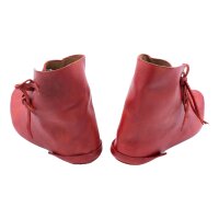 Scarpe medievali reversibili allacciate in vacchetta rossa