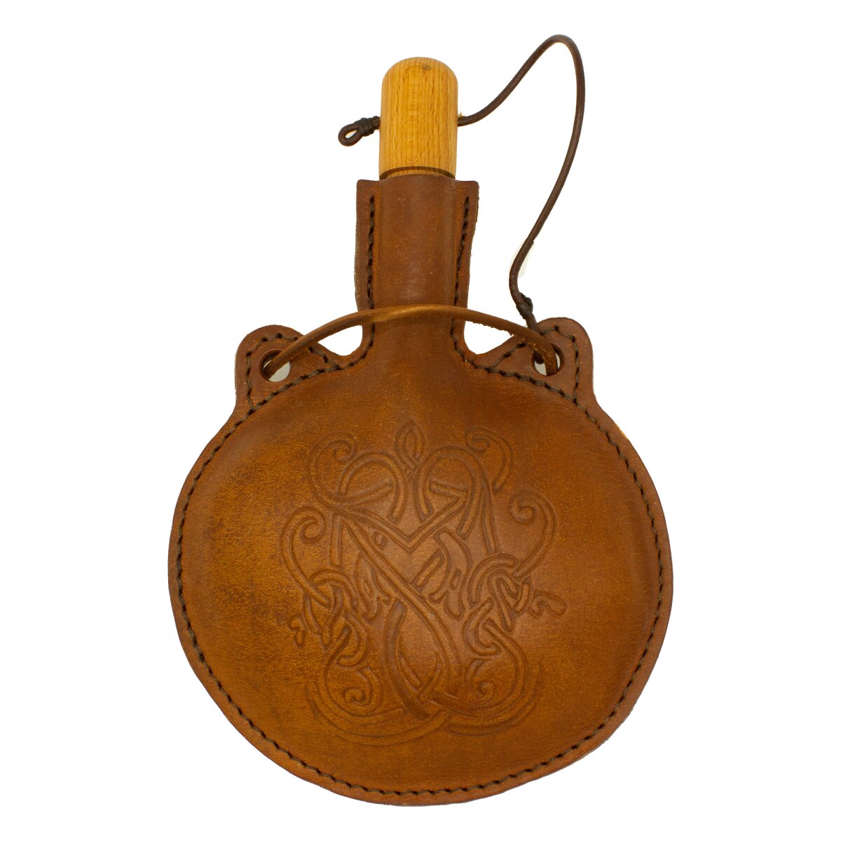 Gourde viking en cuir avec poinçon 500ml