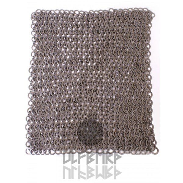 Pezzo di cotta di maglia 20 x 20 cm, anelli piatti rivettati a cuneo, Ø 8 mm, larghezza 1,8 mm, acciaio