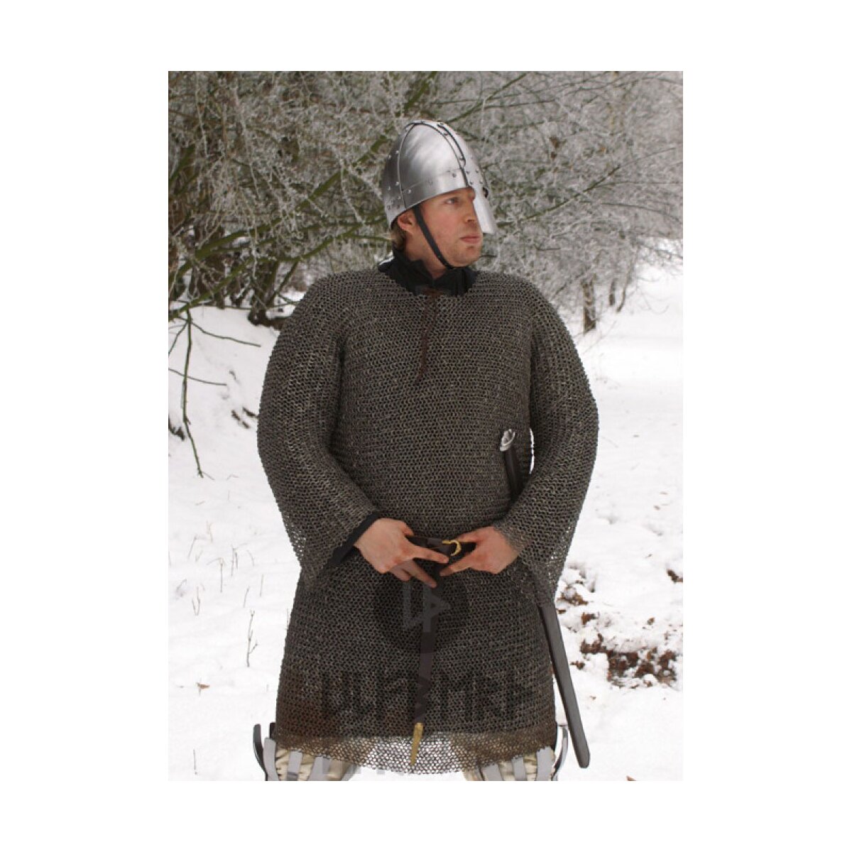 Chainmail shirt Hauberk, riveted flat rings and punched...