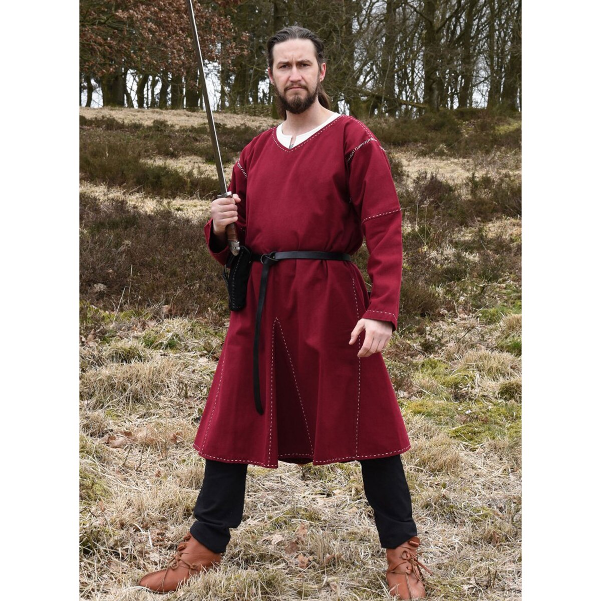 Medieval Kragelund Tunic Askur, long-sleeved, wine red