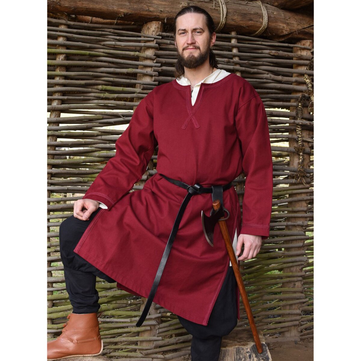 Medieval Braided Tunic Albrecht, made of cotton, red