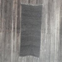 Piccola coperta di lana tessuta a mano / runner grigio 70 x 150 cm